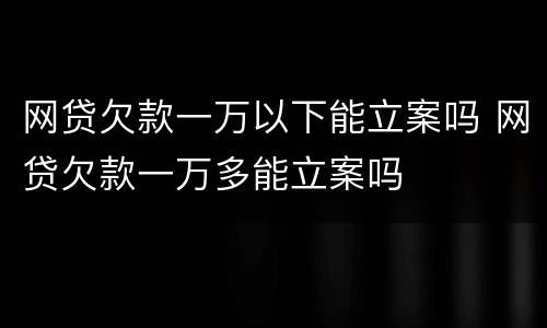 网贷欠款一万以下能立案吗 网贷欠款一万多能立案吗