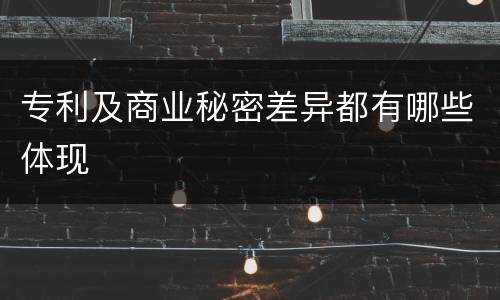 专利及商业秘密差异都有哪些体现