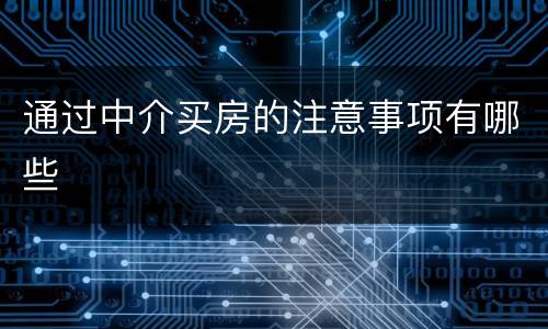 通过中介买房的注意事项有哪些