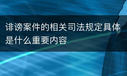 诽谤案件的相关司法规定具体是什么重要内容