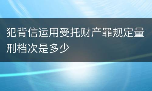 犯背信运用受托财产罪规定量刑档次是多少