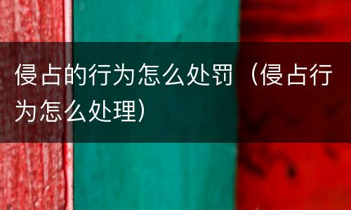 侵占的行为怎么处罚（侵占行为怎么处理）