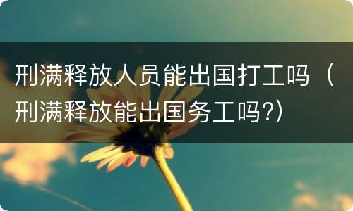 刑满释放人员能出国打工吗（刑满释放能出国务工吗?）