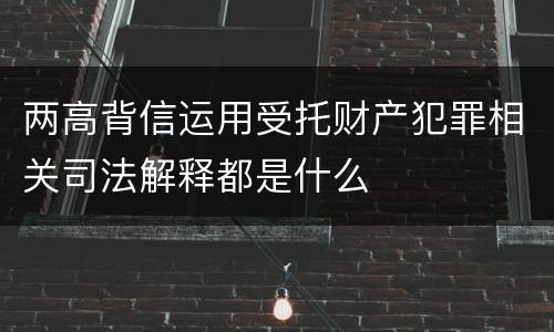 两高背信运用受托财产犯罪相关司法解释都是什么