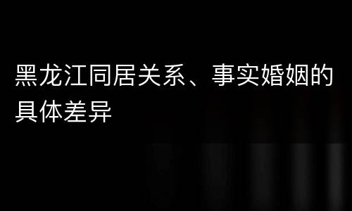 黑龙江同居关系、事实婚姻的具体差异