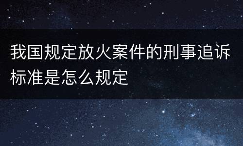 我国规定放火案件的刑事追诉标准是怎么规定