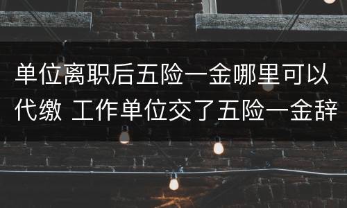 单位离职后五险一金哪里可以代缴 工作单位交了五险一金辞职后自己可以交吗