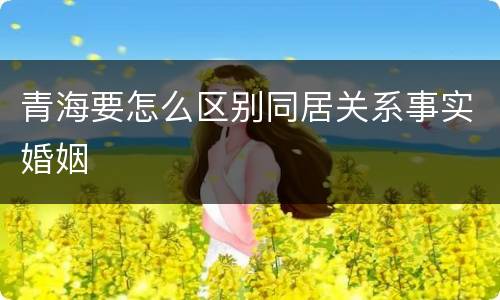青海要怎么区别同居关系事实婚姻