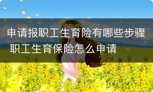 申请报职工生育险有哪些步骤 职工生育保险怎么申请