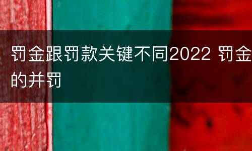 罚金跟罚款关键不同2022 罚金的并罚