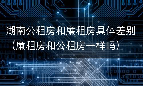 湖南公租房和廉租房具体差别（廉租房和公租房一样吗）