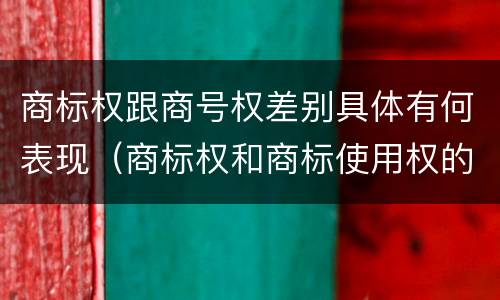 商标权跟商号权差别具体有何表现（商标权和商标使用权的区别）