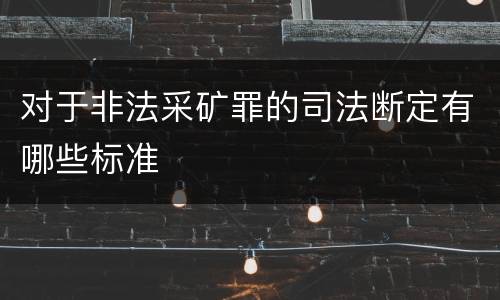 对于非法采矿罪的司法断定有哪些标准