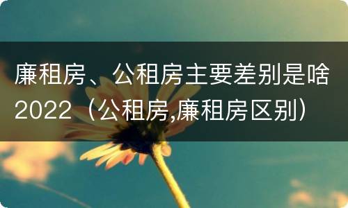 廉租房、公租房主要差别是啥2022（公租房,廉租房区别）