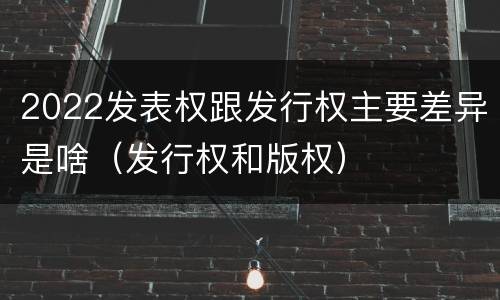 2022发表权跟发行权主要差异是啥（发行权和版权）