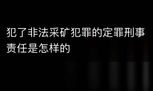 犯了非法采矿犯罪的定罪刑事责任是怎样的