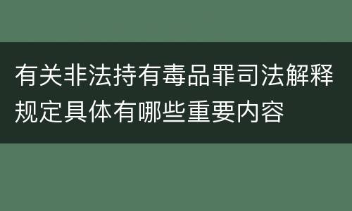 有关非法持有毒品罪司法解释规定具体有哪些重要内容