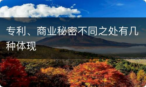 专利、商业秘密不同之处有几种体现