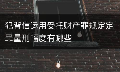 犯背信运用受托财产罪规定定罪量刑幅度有哪些