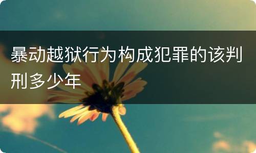 暴动越狱行为构成犯罪的该判刑多少年