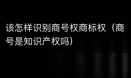 该怎样识别商号权商标权（商号是知识产权吗）
