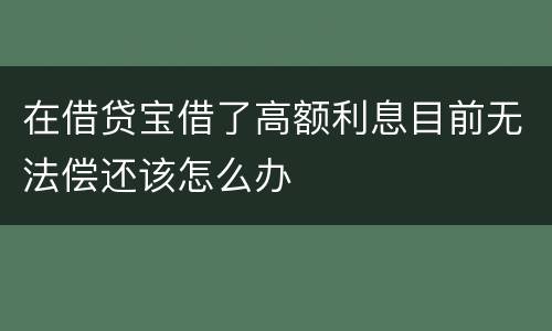 在借贷宝借了高额利息目前无法偿还该怎么办
