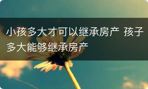 小孩多大才可以继承房产 孩子多大能够继承房产