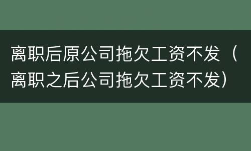离职后原公司拖欠工资不发（离职之后公司拖欠工资不发）
