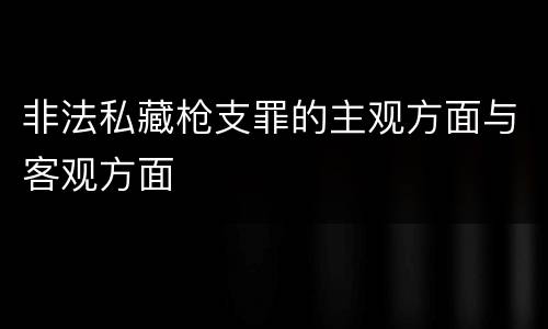 非法私藏枪支罪的主观方面与客观方面