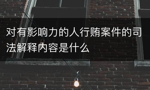对有影响力的人行贿案件的司法解释内容是什么