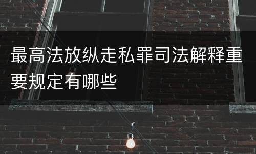 最高法放纵走私罪司法解释重要规定有哪些