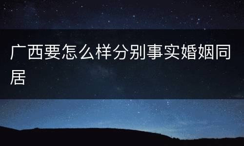 广西要怎么样分别事实婚姻同居