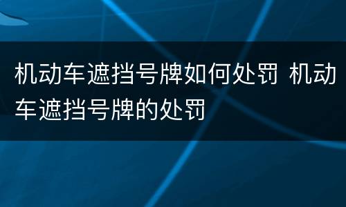 机动车遮挡号牌如何处罚 机动车遮挡号牌的处罚