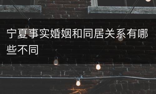 宁夏事实婚姻和同居关系有哪些不同