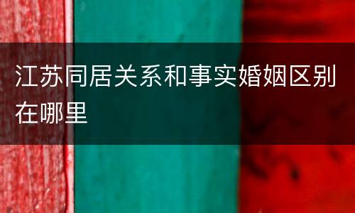 江苏同居关系和事实婚姻区别在哪里