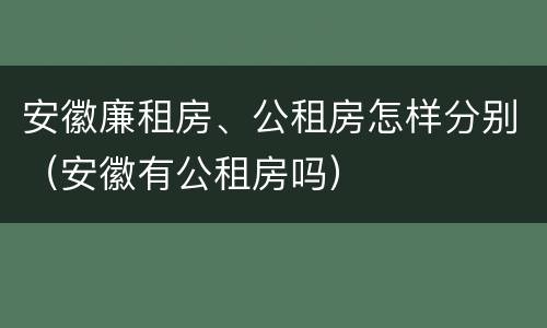 安徽廉租房、公租房怎样分别（安徽有公租房吗）