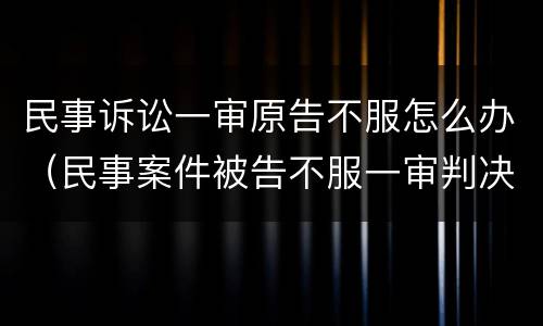 民事诉讼一审原告不服怎么办（民事案件被告不服一审判决怎么办）