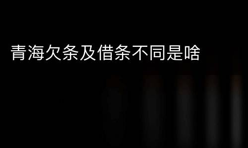 青海欠条及借条不同是啥