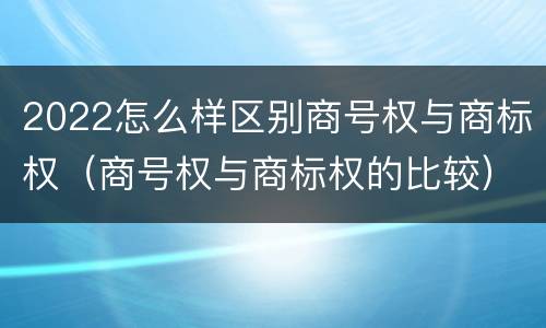 2022怎么样区别商号权与商标权（商号权与商标权的比较）