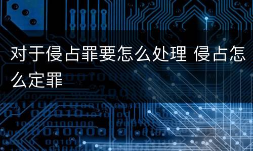 对于侵占罪要怎么处理 侵占怎么定罪