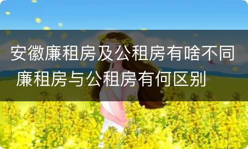安徽廉租房及公租房有啥不同 廉租房与公租房有何区别