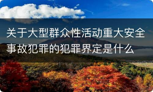 关于大型群众性活动重大安全事故犯罪的犯罪界定是什么