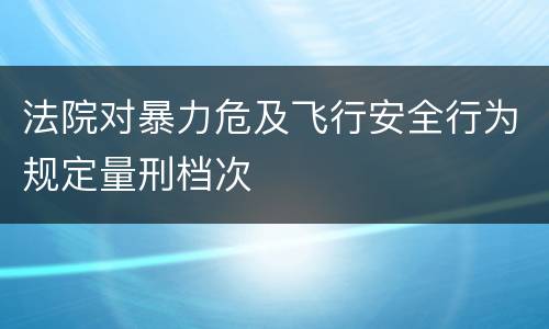 法院对暴力危及飞行安全行为规定量刑档次