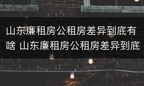 山东廉租房公租房差异到底有啥 山东廉租房公租房差异到底有啥问题