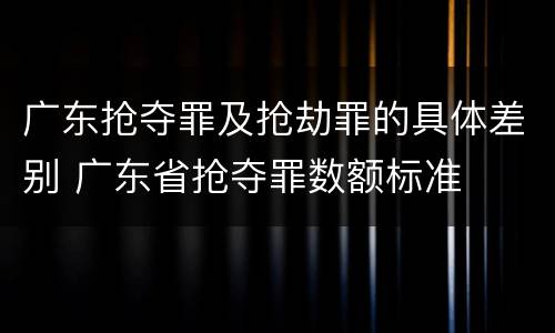 广东抢夺罪及抢劫罪的具体差别 广东省抢夺罪数额标准