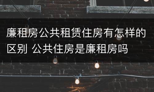 廉租房公共租赁住房有怎样的区别 公共住房是廉租房吗