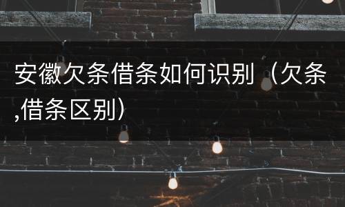 安徽欠条借条如何识别(欠条,借条区别)