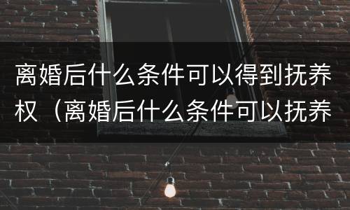 离婚后什么条件可以得到抚养权（离婚后什么条件可以抚养孩子）