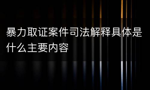 暴力取证案件司法解释具体是什么主要内容