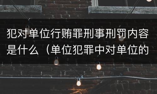 犯对单位行贿罪刑事刑罚内容是什么（单位犯罪中对单位的处罚有哪些）